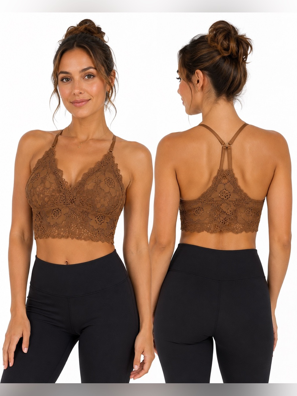 Aerie Tan Floral Lace Bralette